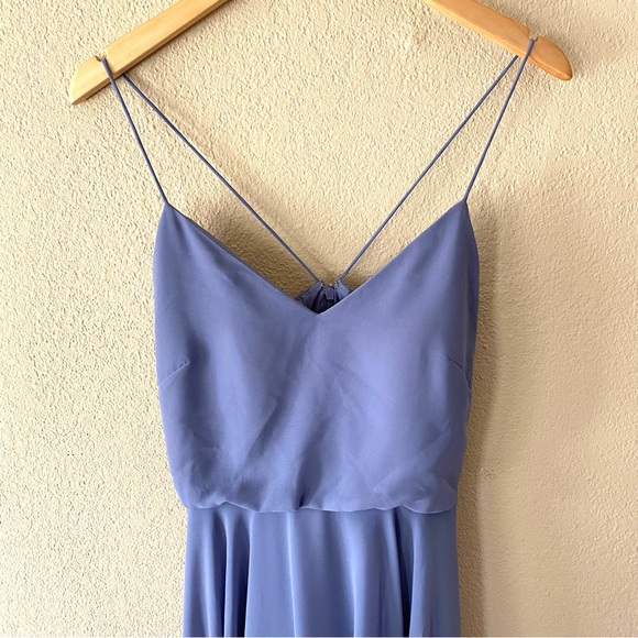 Jenny Yoo Inesse Chiffon Gown in Bluebell - Picture 4 of 9